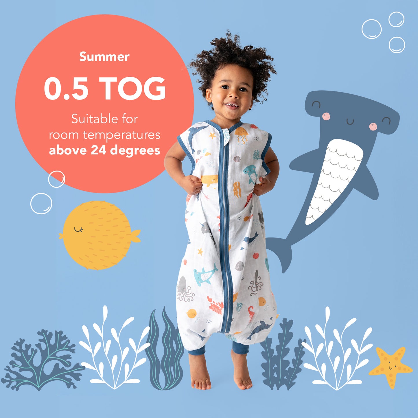 Muslin Sleeping Bag with Feet - 0.5 TOG