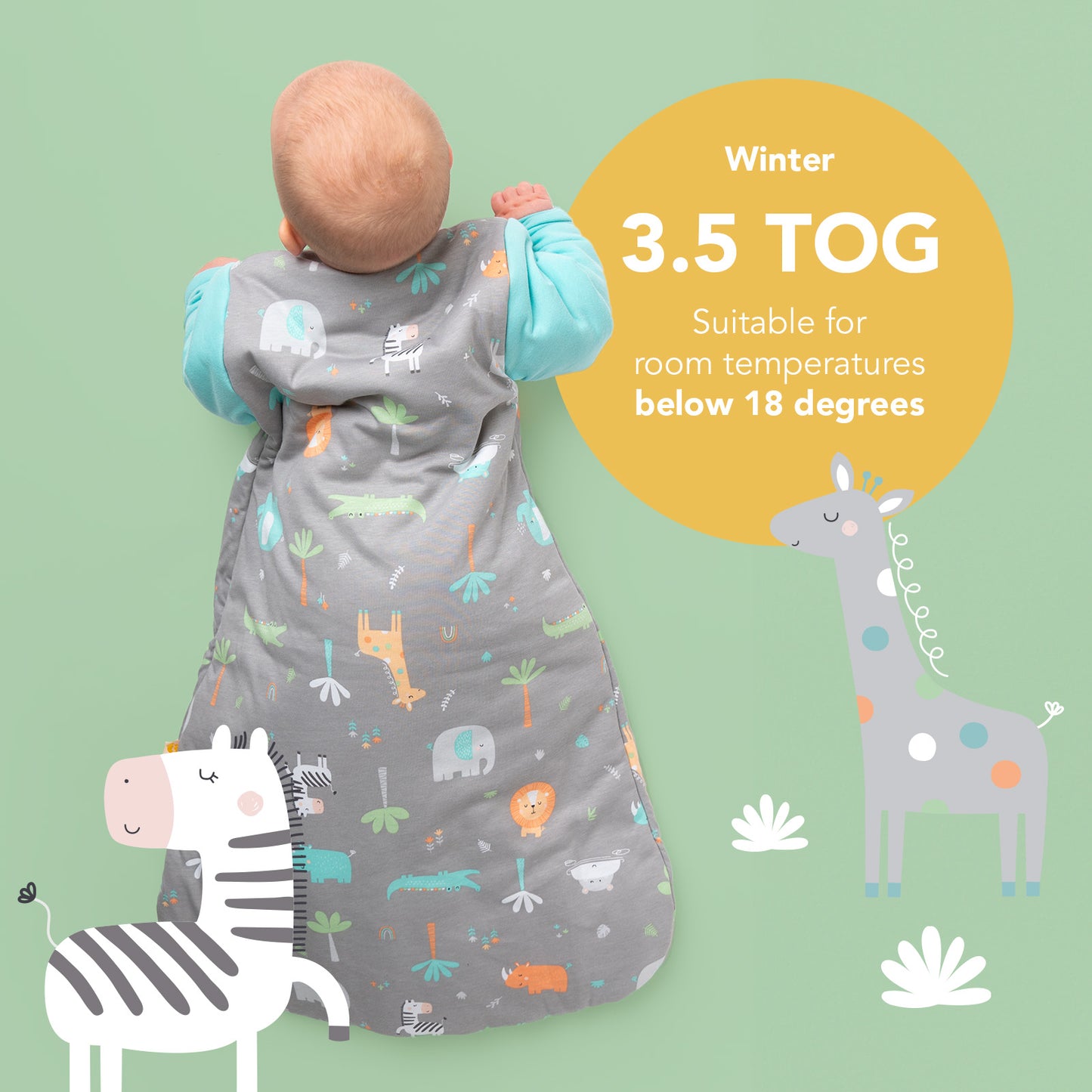 Long Sleeve Baby Sleeping Bag - 3.5 TOG