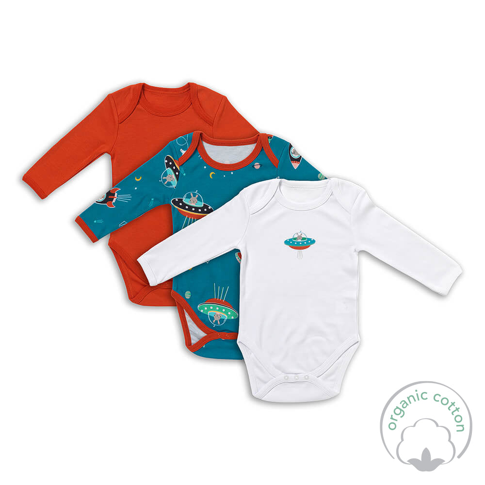 Organic Long Sleeve Baby Body - 3-pack